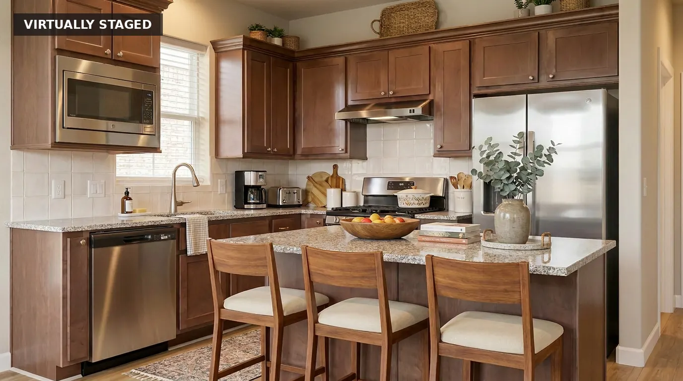 Harvest Landing kitchen, virtually staged