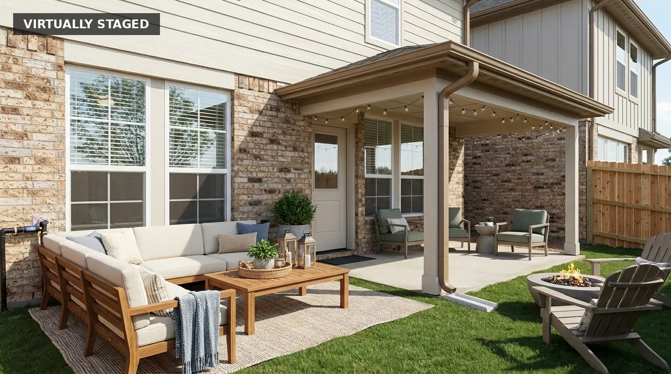 Harvest Landing patio, virtually staged